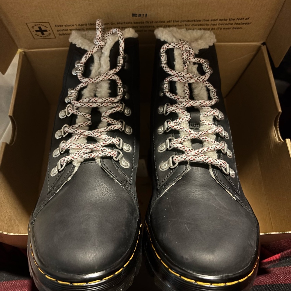 Dr. Martens Black Winter Boots with White Laces